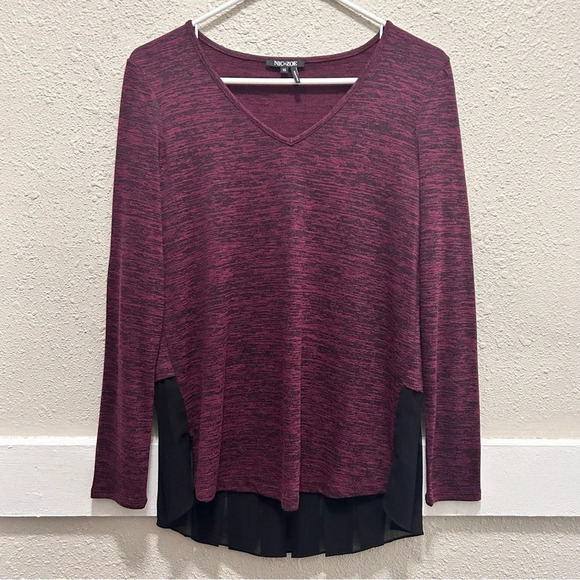 NIC+ZOE Winterberry V-Neck Mixed Media Sweater XS - Picture 1 of 6